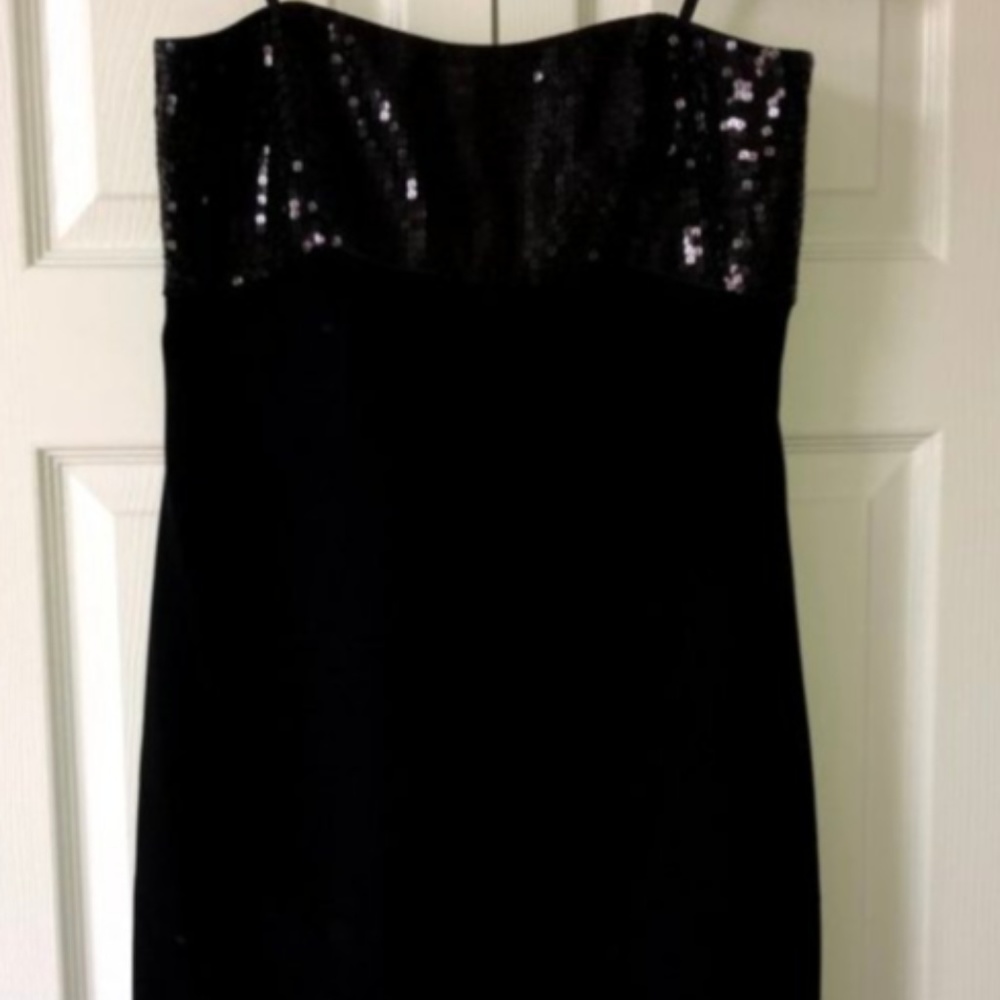 Ann Taylor Black Strapless Sequin Dress Size 4